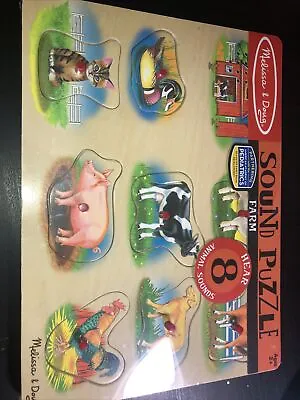 $19.50 • Buy Melissa & Doug 726 Farm Sound Learning Peg Puzzle Board Full Color New Sealed