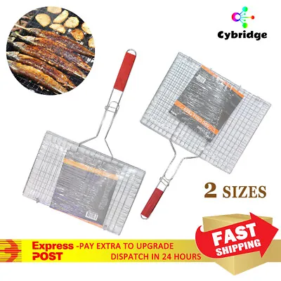 Stainless Steel BBQ Grill Grate Grid Wire Mesh Rack Basket Barbecue Net Clamp AU • $25.58