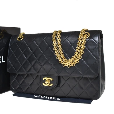 $2831 • Buy CHANEL CC Double Flap Matelasse Chain Shoulder Bag Leather BK Vintage 310LC133
