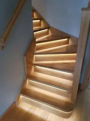£1065.48 • Buy Oak LED Grooved Staircase Steps Cladding System 13 Straight Treads And Risers 