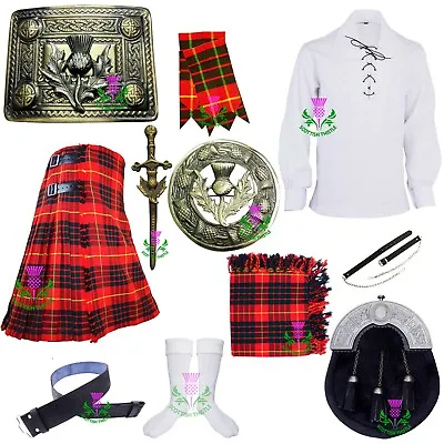 £124.99 • Buy Scottish Kilt Outfit Set Cameron Red Tartan Wool Various Pin Brooch Accessories