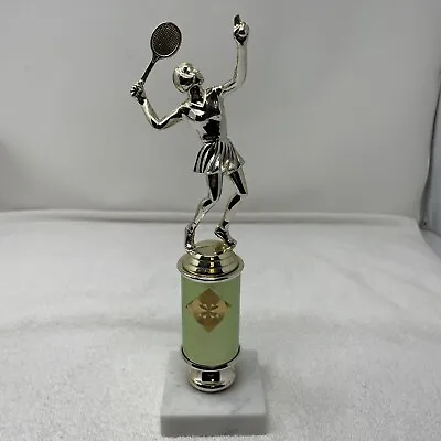 Vintage Women’s Tennis Trophy 11.5” Tall 1970’s Marble Base ItalyGreen/gold • $22.99