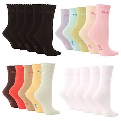£7.99 • Buy ELLE - 5 Pack Girls Plain Coloured Dress Socks In Pastel & Black