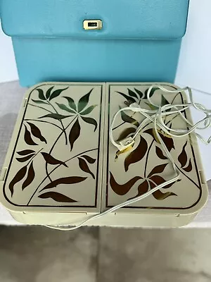 Vintage Leaf Matson Lighted 1960s Vanity Mirror Doors Cream Gold 14  WITH CASE • $50