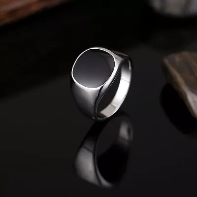 Solid Polished Stainless Steel Band Biker Men Signet Ring Finger Jewelry  • $16.99