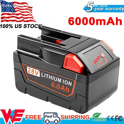 6000mAh For M28 For Milwaukee 28V Lithium Battery 48-59-2818 48-59-2819 Tools  • $46.99