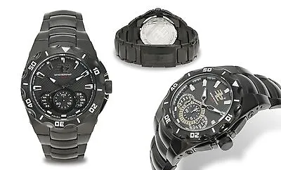 NEW 32 Degrees 1228M Men's Glacial Chronograph Series Black Steel Classic Watch • $56