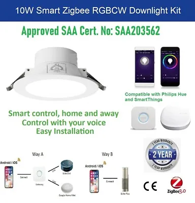 ZigBee LED Downlight Echo Plus SmartThings Hub Hue Tuya 90mm Cutout • $29