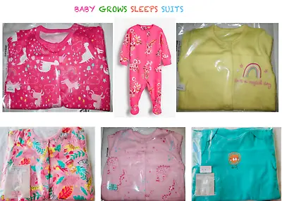 £7.99 • Buy Baby Boys Girls Sleepsuits Babygrows Bodysuit Cotton Playsuits 3,6,9,12,18,24mth