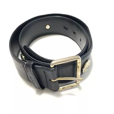 Auth MOSCHINO - Black Silver Leather Hardware Belt • $76