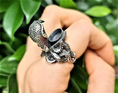 OCTOPUS Locket RING 925 Sterling Silver Secret Compartment Poison/medicine Box  • £77.84