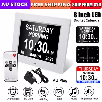 8inch LED Dementia Digital Calendar Clock Alarm Extra Large Day/Week/Month/Year • $53.99