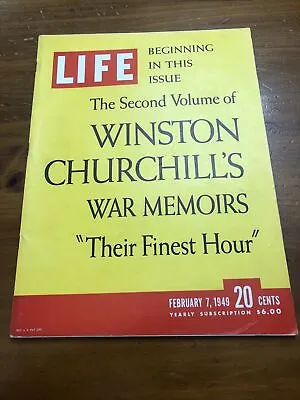 Vintage February 7 1949 Life Magazine - Churchill's War Memoirs On Cover • $7