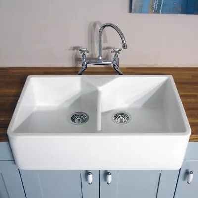 Caple Sandown Double Belfast 2.0 White Ceramic Farmhouse Kitchen Sink • £219.99