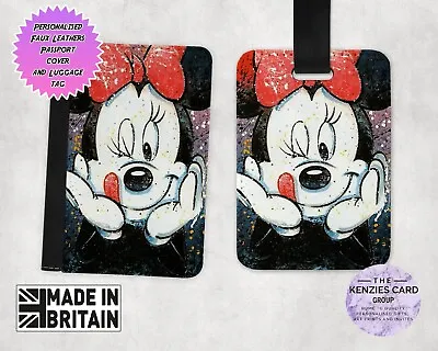 Personalised Disney Passport Cover & Luggage Tag Disney Minnie Mouse V1 • £14.95