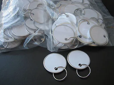 Lot 100 Metal Edged 1 1/4  White Paper Tags With Ring / Key ID Labels Tags  • $18.99