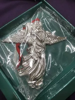 NOS 1996 TOWLE Silversmiths Silver Plated Angel Hanging Ornament Playing Harp • $19.95