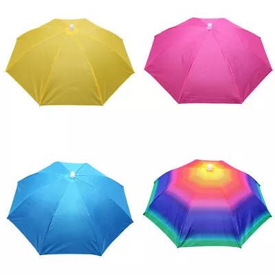 Portable Rain Umbrella Hat Foldable Outdoor Sun Shade Waterproof Camping Cap • £4.27