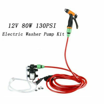 $23.40 • Buy 12V Electric Washer Pump Kit Portable High Pressure Water Pump 80W 130PSI Auto