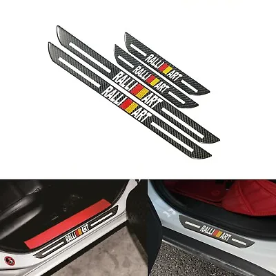 4x JDM Ralliart B Carbon Fiber Car Door Welcome Plate Sill Scuff Cover Protector • $22.88