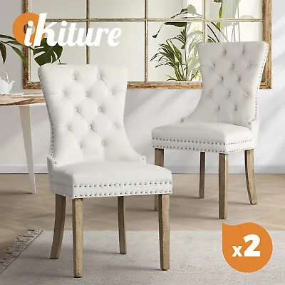 Oikiture 2x Velvet Dining Chairs Upholstered French Provincial Tufted Kitchen • $249.90