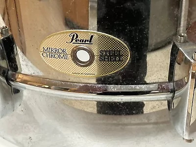 Pearl Mirror Chrome Steel Shell 14x5.5 Snare Drum NEEDS WORK! Grg • $35