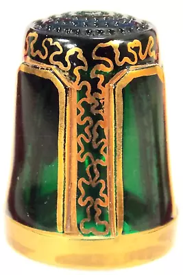 Vintage Bohemian Glass Thimble With Gilded Side Panels West Germany • $22.99