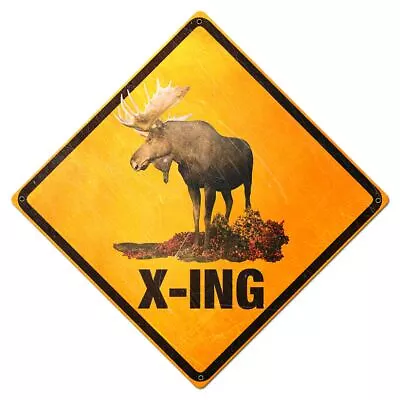 Moose Crossing X-ing Heavy Duty Usa Made Metal Road Way Caution Warning Sign • $72