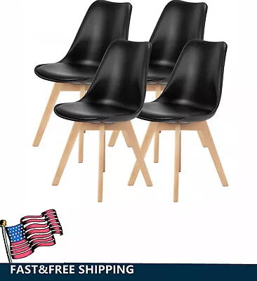 Dining Chairs Set Of 4 PU Leather Upholstered Wood Legs Capacity 275 LBS • $135.99