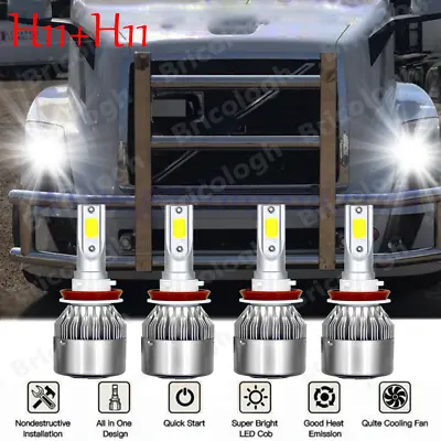 Combo LED Headlight Bulbs For 2004-2015 Volvo VNL Semi Truck High Low Beam Kits • $23.21