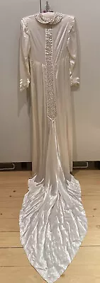 Antique Original Edwardian Gatsby Medieval Long Sleeve Metallic Wedding Dress S • $80.43