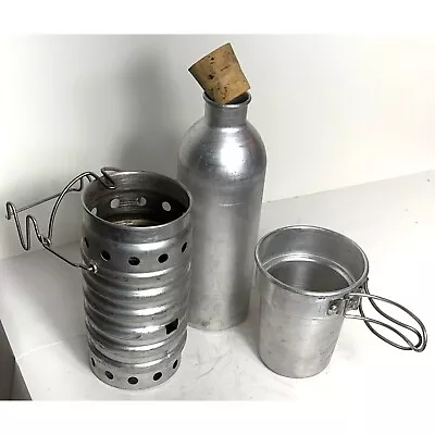 Swiss Army Military Aluminum Volcano Bottle Canteen Cup Pot Stove Set Vintage • $84.95