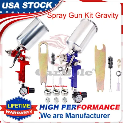 1.4/1.7/2.5MM Nozzle HVLP Gravity Feed Spray GUN Regulator Primer Metal Flake US • $45.99