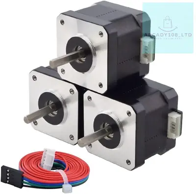 Nema 17 Stepper Motor 3 Pack 42Ncm 1.5A For 3D Printer CNC 4-Wire With Cable • £33.52