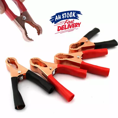 2x Terminal Clamp 50A Metal Car Battery Clip Test Crocodile Alligator Red Black • $5.99