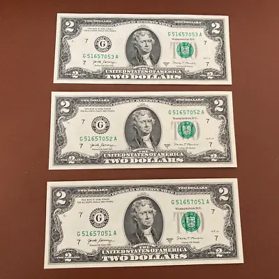 Sequential Uncirculated Two Dollar Bills $2 Series 2017A • $3.99