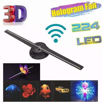 3D WiFi Advertising Holographic Player LED Hologram Fan Projector Display 42cm • £50.39