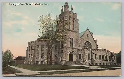 Marion Indiana~Presbyterian Church~Stone Structure~Central Tower~Vintage PC • $2.70