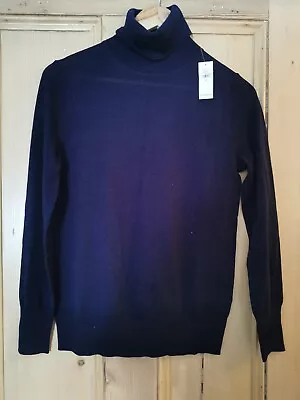 £15 • Buy Ladies Gap Navy Polar Neck Sweater Merino Wool XS