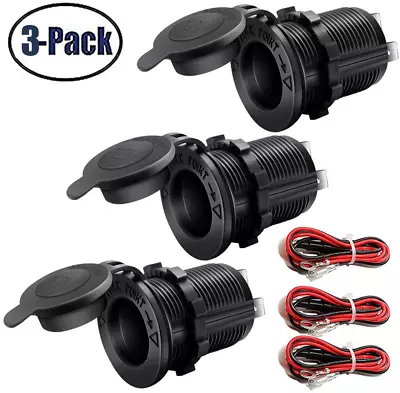 Car Cigarette Marine Motorcycle ATV RV Black Lighter Socket Power Outlet 12V New • $18.98