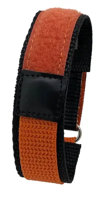 Orange 18 / 20 / 22mm Wrap Around Hook & Loop Sports Nylon Canvas Watch Strap. • £4.50