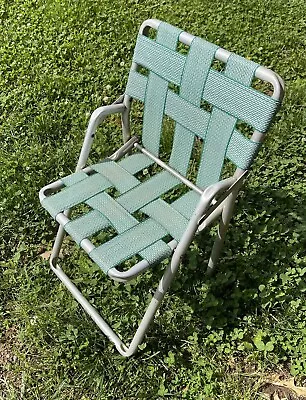 Childs Webbed Aluminum Frame Folding Chair Pool Lawn Vintage • $21.96