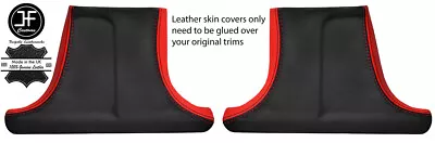 Black & Red Leather 2x Lower B Pillar Covers For Mercedes W202 C Class 93-00 • $168.29