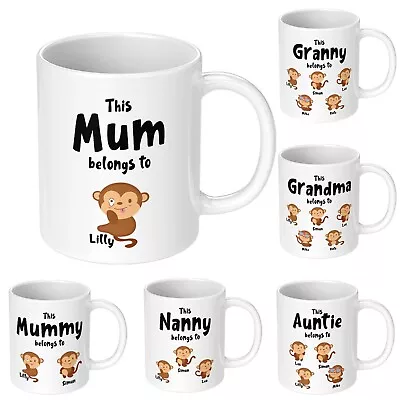 Personalised Mothers Day Mug Gift Mum Grandma Auntie Her New Born First 1 Monkey • £13.99