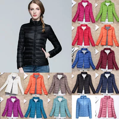 PLUS SIZE Ladies Quilted Padded Puffer Bubble Warmer Ultralight Down Jacket Coat • £23.98