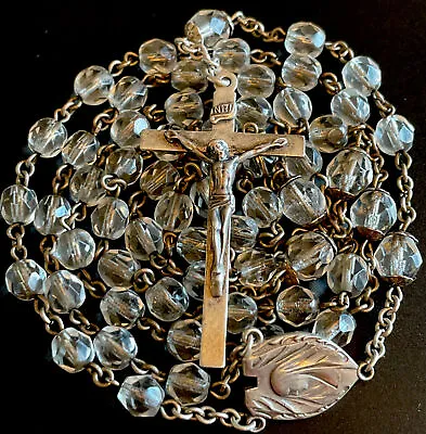Vintage Catholic Sterling Silver &  Crystal 5 Decade Rosary • $59.99