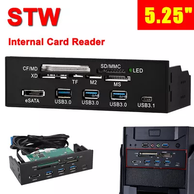 STW 5.25  Internal Media Memory Card Reader USB 3.0 Dashboard PC Front Panel M2 • £28.62