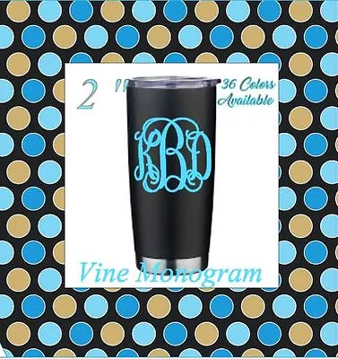 Monogram Vinyl Decal For Tumblers Ramblers Cups Sticker Vine Monogram 2   • $2.29