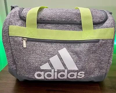 $8 • Buy Adidas Defender VI Small Duffel Bag. Jersey Grey With Fluorescent Green Trim. 