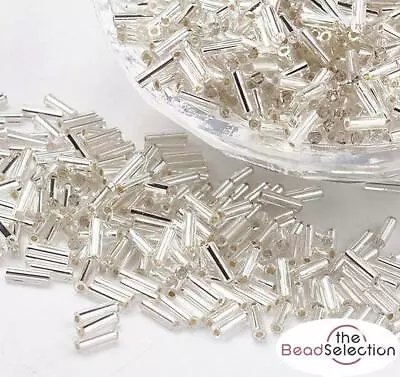 £2.99 • Buy 50g 6mm BUGLE BEADS TWISTED METALLIC SILVER GLASS 